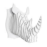 Cardboard Safari Recycled Cardboard Animal Taxidermy Rhino Trophy Head, Robbie White Large