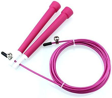 Inoutdoorkit JR01 Adjustable Jump Rope, Premium Quality Best For Boxing MMA Fitness Training, Double Unders, Speed, WOD, Skipping Exercise, Jumping Workout Fitness Training (Rose)