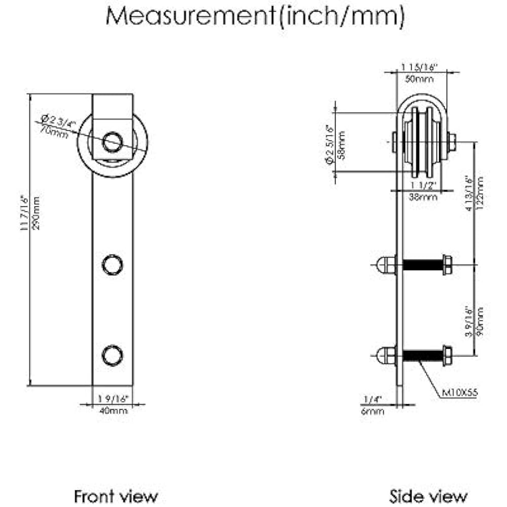2 Satin Sliding Door Hardware Nickel Brushed Barn Hanger Rollers, Side Mount - | eBay