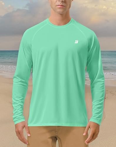 Mens UPF 50+ Long Sleeve Sun Shirt | UV Protection Rash Guard For Fishing, Hiking, Swimming, Running - Quick Dry & Breathable