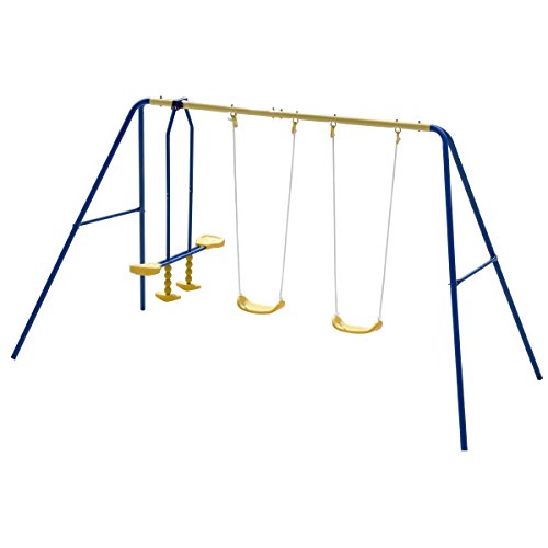 Buy Costzon Kids Swing Set, Double Face to Face Swing Chair & Glider
