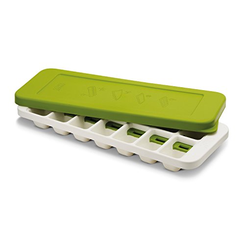 Joseph Joseph 20018 QuickSnap Ice Cube Tray with Cover Lid Easy-Release No-Spill Stackable Odor-Free Dishwasher Safe, Green