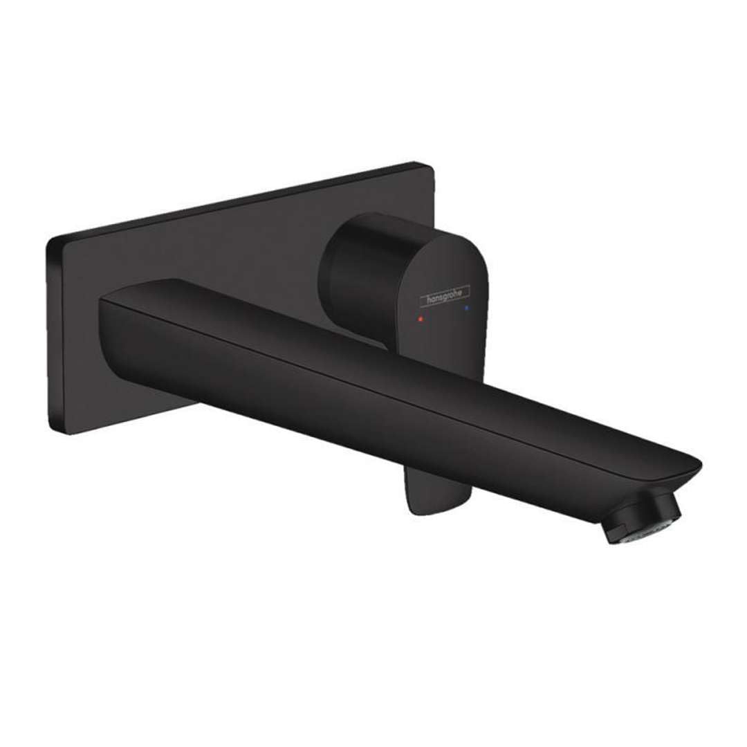 hansgrohe Talis E Wall-mounted Basin Mixer tap, Spout length 225 mm, Matt Black, 71734670