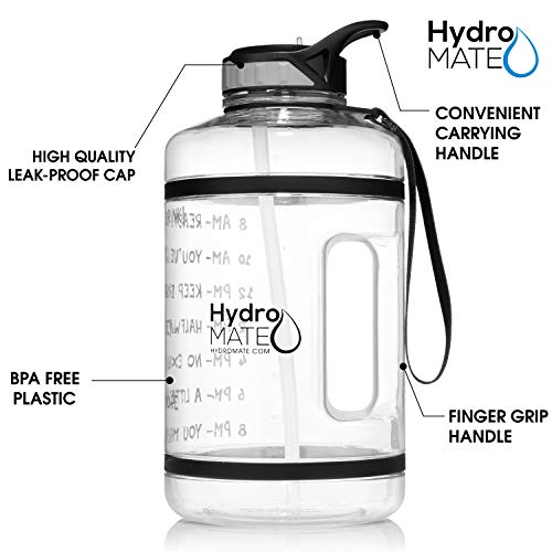 HydroMATE Half Gallon 64 oz Motivational Water Bottle with Time Marker