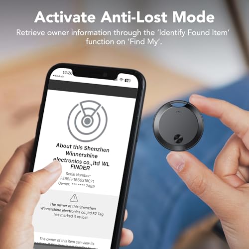 Tracker Tags Bluetooth Item Finder-4Pack，Compatible with Apple Find My APP (iOS Only) Replaceable Battery, IP67 Waterproof, Suitable for Luggage, Bags, Wallets, Backpacks, Keys Tracking Tag, Black