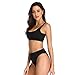 Dixperfect Two Pieces Bikini Sets Swimsuit Low Scoop Top High Waisted Cheeky Bottom (S, Black)