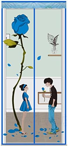 CXPMM Magnetic Screen Door/Encrypted Summer Home Insect/Velcro Window Screen High-grade Magnetic Fly-air Ventilation & Blue Rose style 110*200cm by SHOME