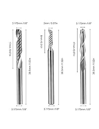 AFUNTA - Juego de 12 cortadores de carburo para molinillo de punta fina, 4 puntas de fresadora CNC de 1 8 pulgadas con herramientas de doble flauta + 8 piezas de 1 cortador de fresado de un solo borde (2 tipos) para nailon, resina, ABS, acrílico, PVC, MDF