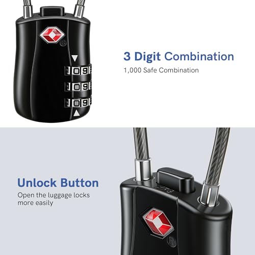 T Tersely TSA Approved Luggage Combination Locks, (2 Pack) Combination Padlock with Alloy Body TSA Lock for Travel Bag, Suit Case, Lockers, Gym, Bike Locks or Other