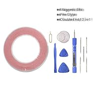 Phone Repair Tool, oPesea Screwdriver Kit Magnetic Bit Double End Pen Style 12 in 1,with 2mm Double Sided Adhesive LCD Digitizer Touch Screen Tape Battery Replacement Sticker,Phone Opening Pry Tools