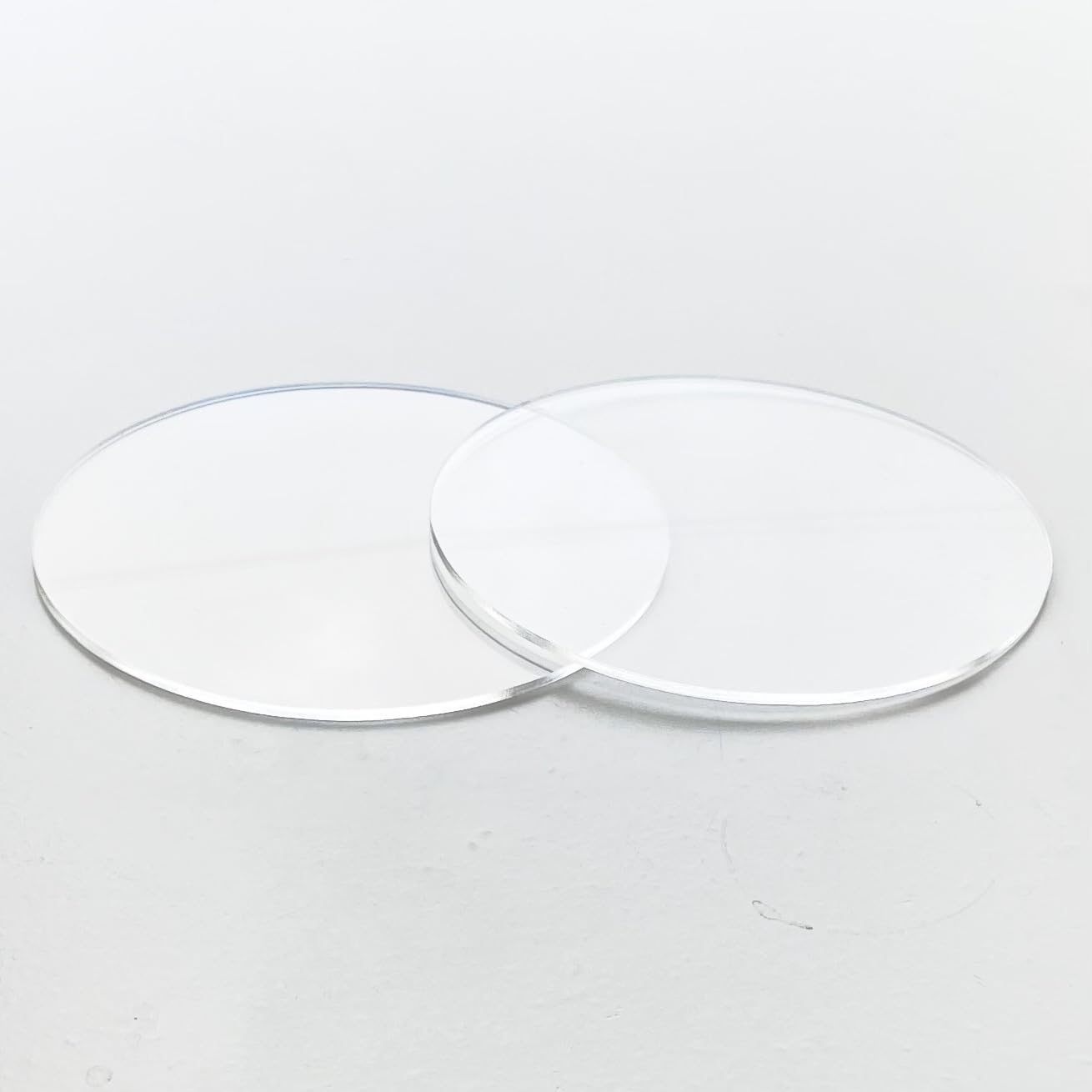 Set of 2 Cake Boards 6 to 10 Inch Reusable Clear Glossy Acrylic Round Disk - 1/8 or 0.12 inch Thick for Professional Cake Presentation, Size:6 inches