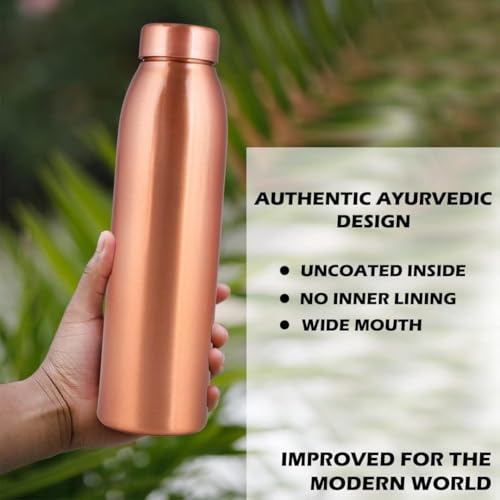 NORMAN JR. Gift Set of 3 Pure Copper Water Bottles (1L), Smooth Finish; Set of Ayurvedic Copper Bottles for Men and Women. Ideal for Father's Day, Mother's Day.