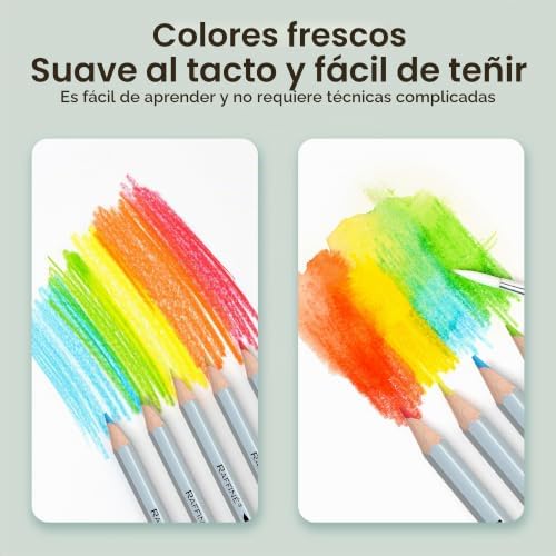 Lápis de cor solúveis em água para adultos e artistas - 36 cores, lápis de madeira em formato hexagonal, com pincel, em lata de ferro, ideais para ilustrações, graffiti e manuais