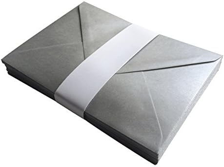 CYDPrinting C6 (A6) 114 x 162mm 14 Colours-100gsm Gummed Greeting Envelopes White/Coloured (50, Pearlescent Silver)