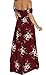 SVALIY Women Floral Off The Shoulder Split Chiffon Maxi Beach Dress Wedding Party (M, Red Wine)