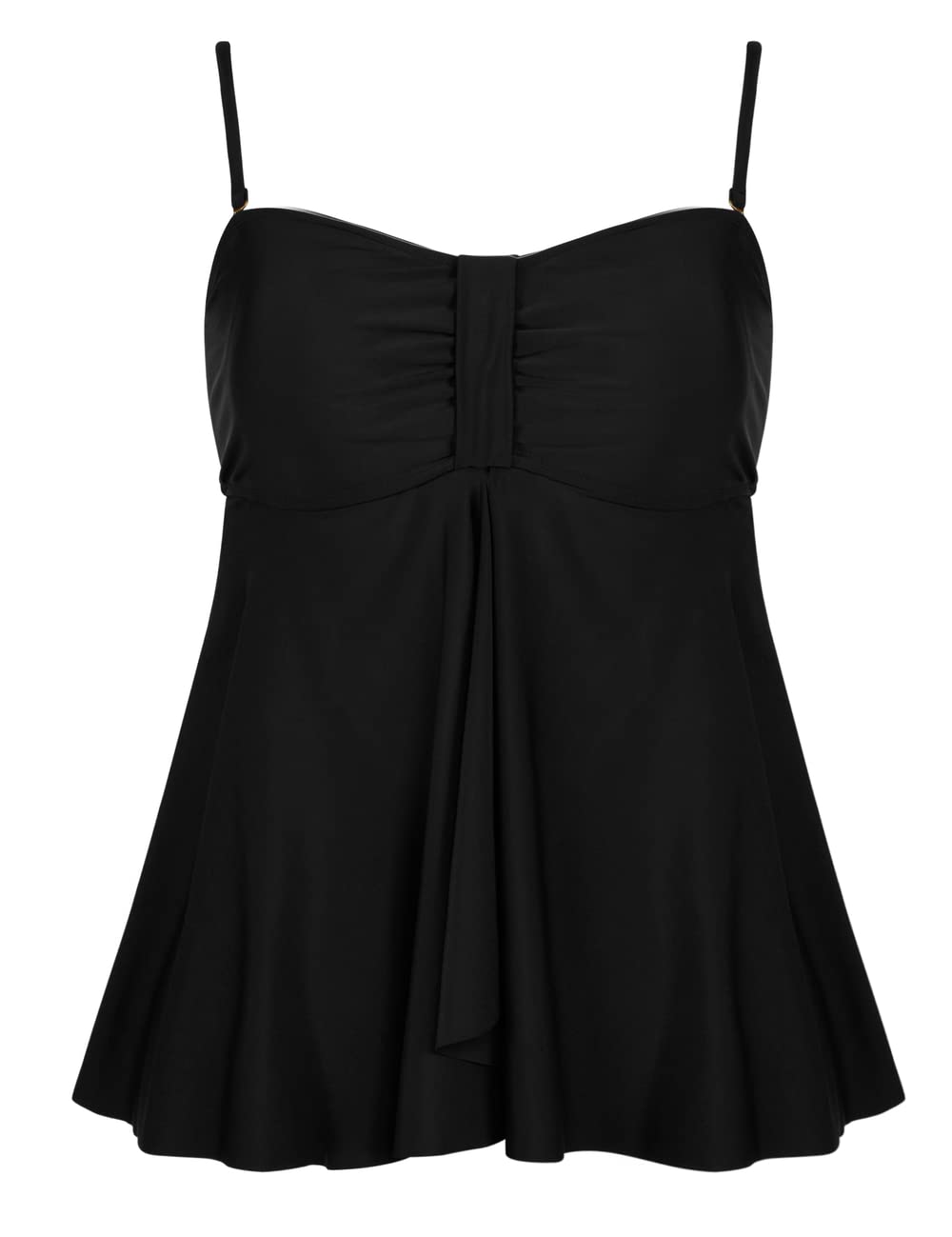 Photo 1 of Hilor Women's Flyaway Tankini Top Bandeau Swimsuit Flowy Bathing Suit Black 16