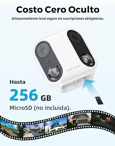 VIRTAVO XM1 Outdoor WiFi Surveillance Camera Solar 1080P Dual Lens, 160° Panoramic without Distortion, Starlight Night Vision, PIR Detection, IP65, for Home and Garden