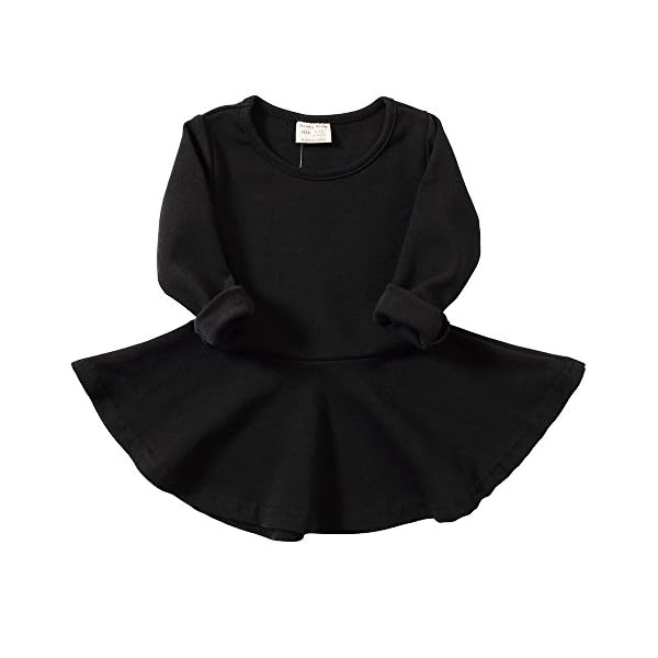 Infant Toddler Baby Girls Dress Pink Ruffle Long Sleeves Cotton