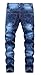 Qazel Vorrlon Men's Biker Moto Distressed Destroyed Fashion Skinny Fit Jeans