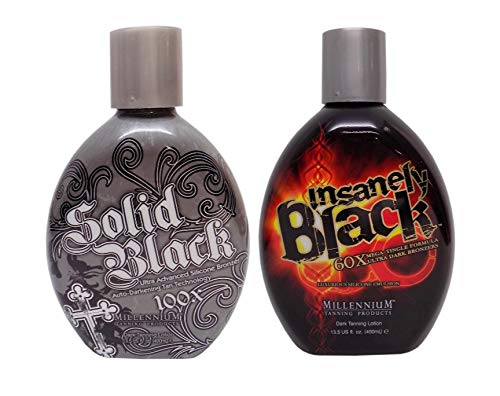 Millennium Tanning Indoor Tanning Bed Lotion, Insanely Black and Solid Black, 13.5 Ounce (Best Tanning Bed Lotion For Men)