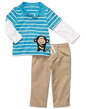 Infant Boys 2 Piece Woven Cotton Shirt and Pants Set
