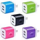 5 Pack Wall Charger, HUHUTA Dual Port 2.1A USB Phone Charger Adapter Block Box Replacement for iPhone Xs(max)/Xr/X/8, iPad, Samsung Galaxy S9/S8/Note 9, LG, Pixel, Moto, Google, HTC, and More