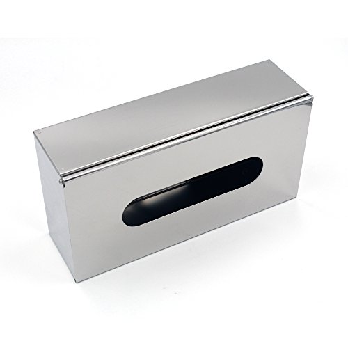 JunSun Rectangle Stainless Steel Paper Facial Tissue Box Cover Holder-Wall Mounted or Freestanding Use for Bathroom Vanity Countertops,Bedroom Dressers,Night Stands,Desks,Tables-Mirror Polished Finish - Thumbnail 3