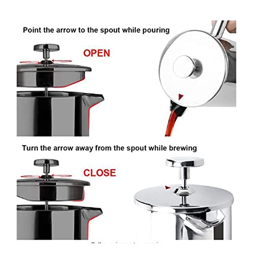 vitasunhow Insulated French Press Coffee Maker Stainless Steel Double