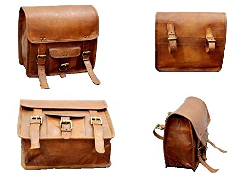 2 X Motorcycle Side Pouch Brown Leather Side Pouch Saddlebags Saddle Panniers ( 2 Bags ) - Thumbnail 6