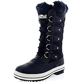 POLAR Womens Snow Boot Nylon Tall Winter Fur Lined Snow Warm Waterproof Rain Boot