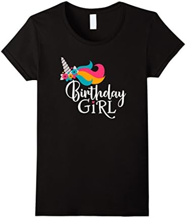 Womens Unicorn Birthday Girl party favor Gift Pony Girls T-Shirt Medium Black