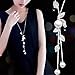 Hithop Necklace for Women Jewelry Tassel Long Sweater Necklaces Pearl Silver