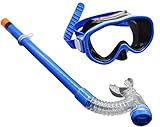HARDKING Kids Youth Junior Silicone Scuba Swimming Diving Mask Snorkel Glasses Anti Fog Goggles Set (Blue)