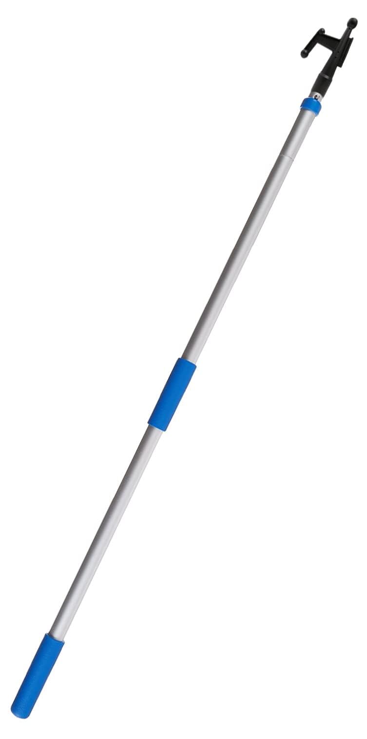 STAR BRITE Telescopic Floating Extend-A-Brush Quick-Connect Handle with Boat Hook Attachment, 3'-6' (040054) blue