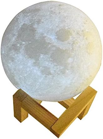 WLHMY 3D Printing Lunar lantern with Touch Sensor Switch and Dimmable Brightness 2 Colors LED, USB Rechargeable Decorative Lunar Night Light for Bedroom, Living Room,20cm