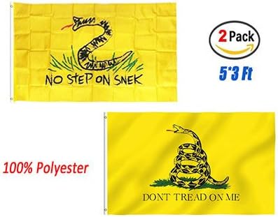 Gadsden Don't Tread On Me No Step On Snek Flag, TOWEE 3 x 5 Ft 100% Polyester Dont Tread On Me Flag No Step On Snek Flag Banner Bright Colors with Metal Grommets Tea Party Yellow Snake Flag