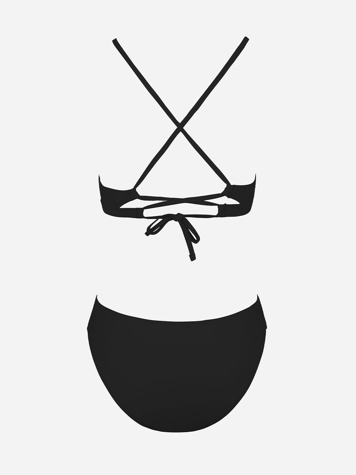 CUPSHE Bikini Set for Women Two Piece Swimsuits V Neck Low Rise Crisscross Back Self Tie Spaghetti Straps,M Black - Image 5