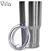 Vila Stainless Steel Travel Tumbler, Double Wall Vacuum Insulated Water, Coffee Mug, Tight Transparent Lid Restrains Spillage, Keeps Hot Drinks Hot and Cold Drinks Cold, 30oz