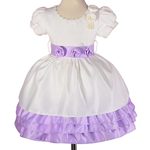 Lito Angels Baby Girls' Pearl Satin Dress Wedding Flower Girl Party Size 18-24m Cream Purple