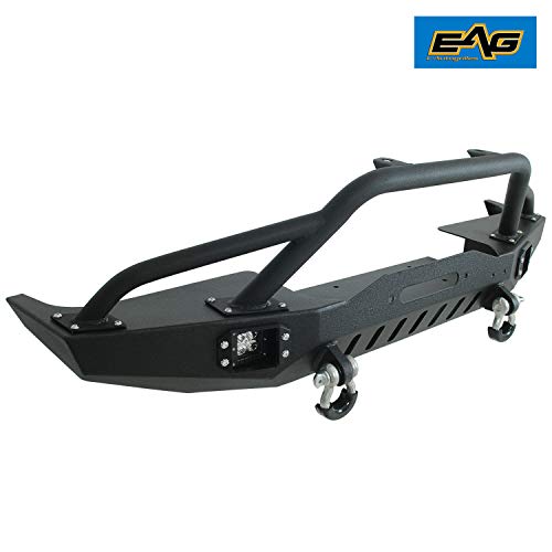 EAG Steel Front Bumper with LED Lights and Winch Plate Fit for 8401 Cherokee MJ