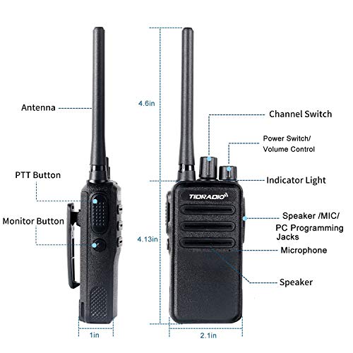 TIDRADIO TD-60 2 Way Radio FRS Walkie Talkies Rechargeable Two Way Radios Long Range Walkie Talkies 16 CH VOX Small UHF Radio with Emergency Alarm Channel Lock (10 Pack) - Thumbnail 2