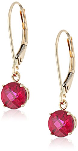 10k yellow gold round checkerboard cut created ruby lev…