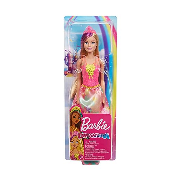 Barbie-GJK13-Dreamtopia-Princess-Doll Barbie Dreamtopia Princess Doll, 12-Inch, Blonde with Purple Hairstreak Wearing Pink Skirt and Tiara, for 3 to 7 Year…