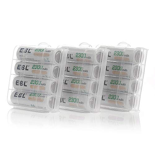EBL Juego de 12 Pilas Recargables AA NI-MH 2300mAh Baja Autodescarga con ProCyco Baterías Recargables para Juguete, Linternas, Despertadores, Reloj