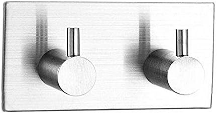 NewCY 3M Self Adhesive Double Coat Towel Robe Hooks with Heavy Duty SUS 304 Brushed Stainless Steel, No Drill and Waterproof, Reusable for Bathroom Kitchen Hanger