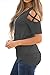 Adreamly Women's Casual Summer Short Sleeve Loose Strappy Cold Shoulder Tops Basic T Shirts Blouses Deep Gray Large