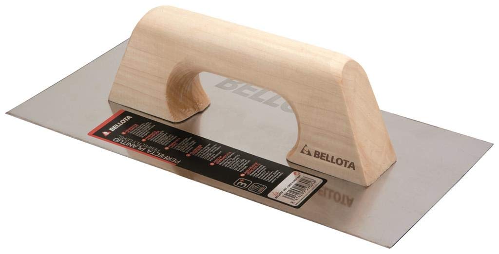 Bellota 5861-1 INOX Flat Stainless Steel Trowel with Wooden Handle, 300 x 150 mm