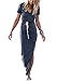 LXS STORE Women Sexy V Neck Casual Beach Club Maxi Dress Short Sleeve Long Dress (M)