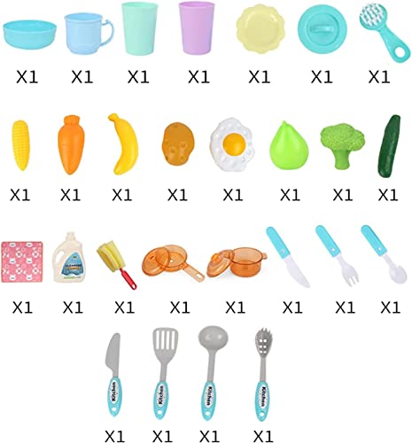 Beauenty Kitchen Sink Toys Water Playset Cooking Stove Play with Running Water House Wash Up Kitchen Sets with Realistic Light Play Dishes Accessories for Girls Boys Kids 3-7 Years Old (Blue)