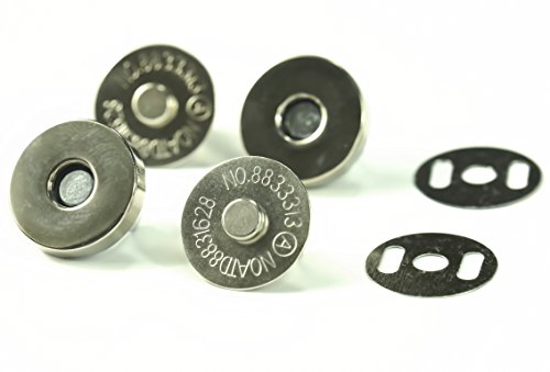 ALL in ONE 10 Sets Magnetic Button Clasp Snaps for Sewing Craft Bag Clothing Scrapbooking No Tools Required (18mm, Silver)